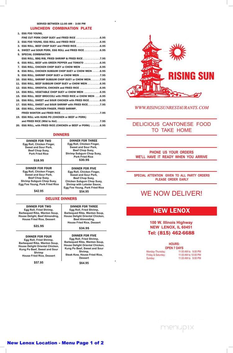 Rising Sun II Chinese Kitchen - Honeoye, NY