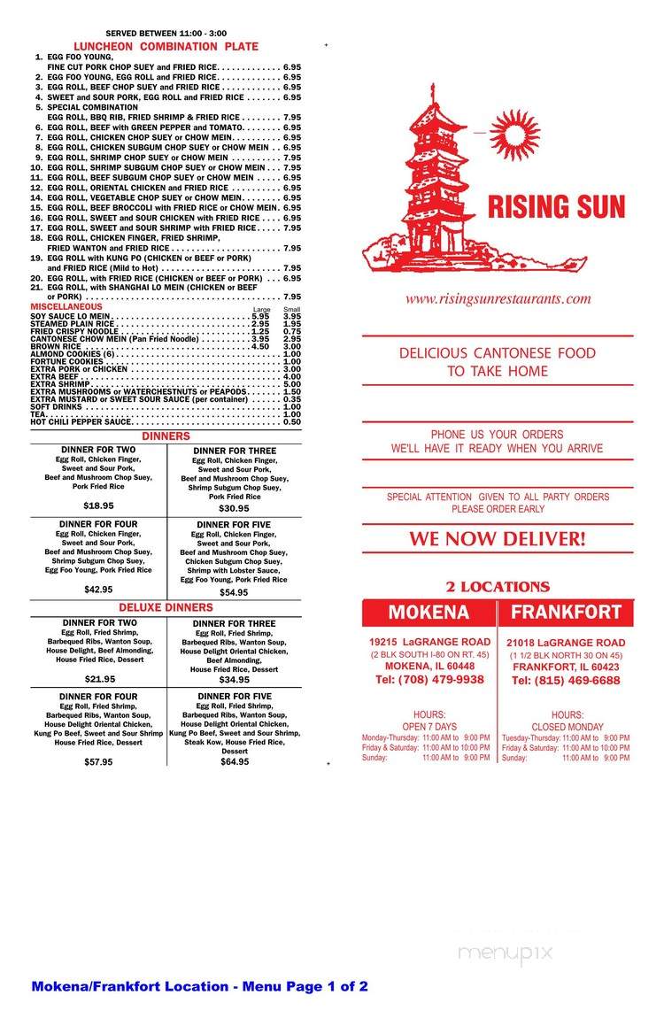 Rising Sun II Chinese Kitchen - Honeoye, NY