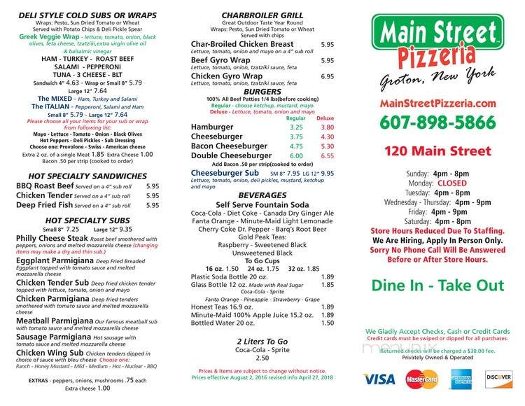 Main Street Pizzeria - Groton, NY