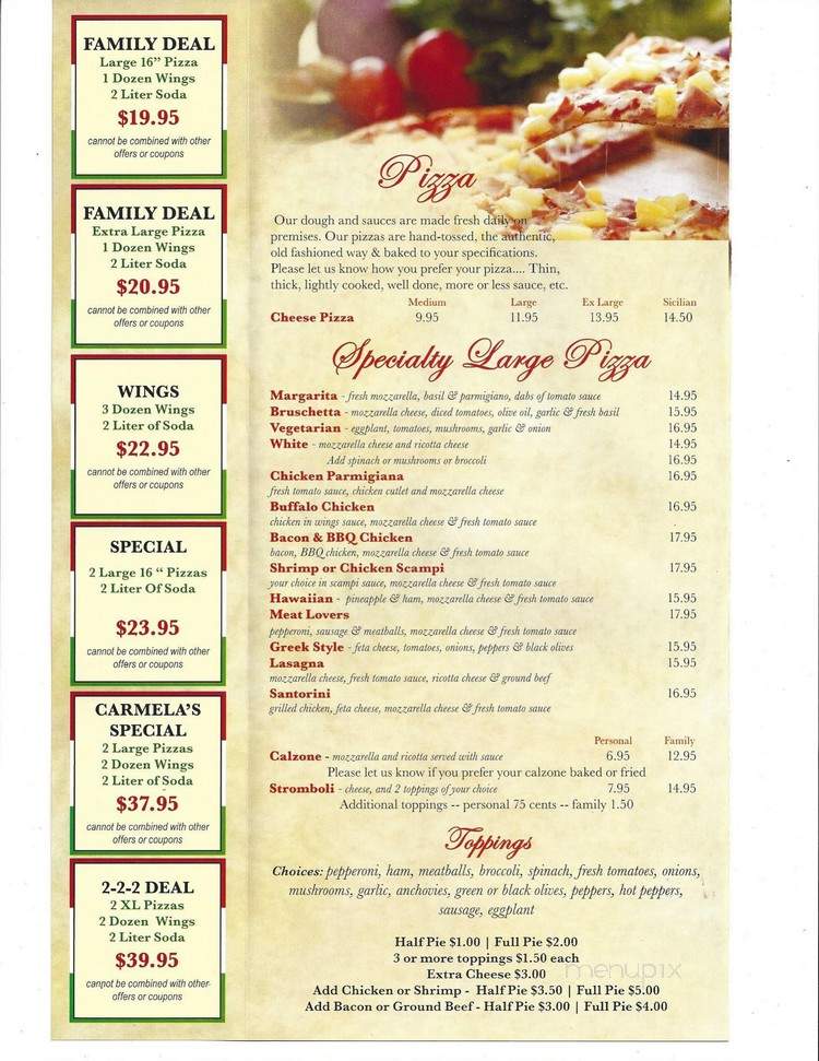 Carmela's Pizza Restaurant - Montgomery, NY