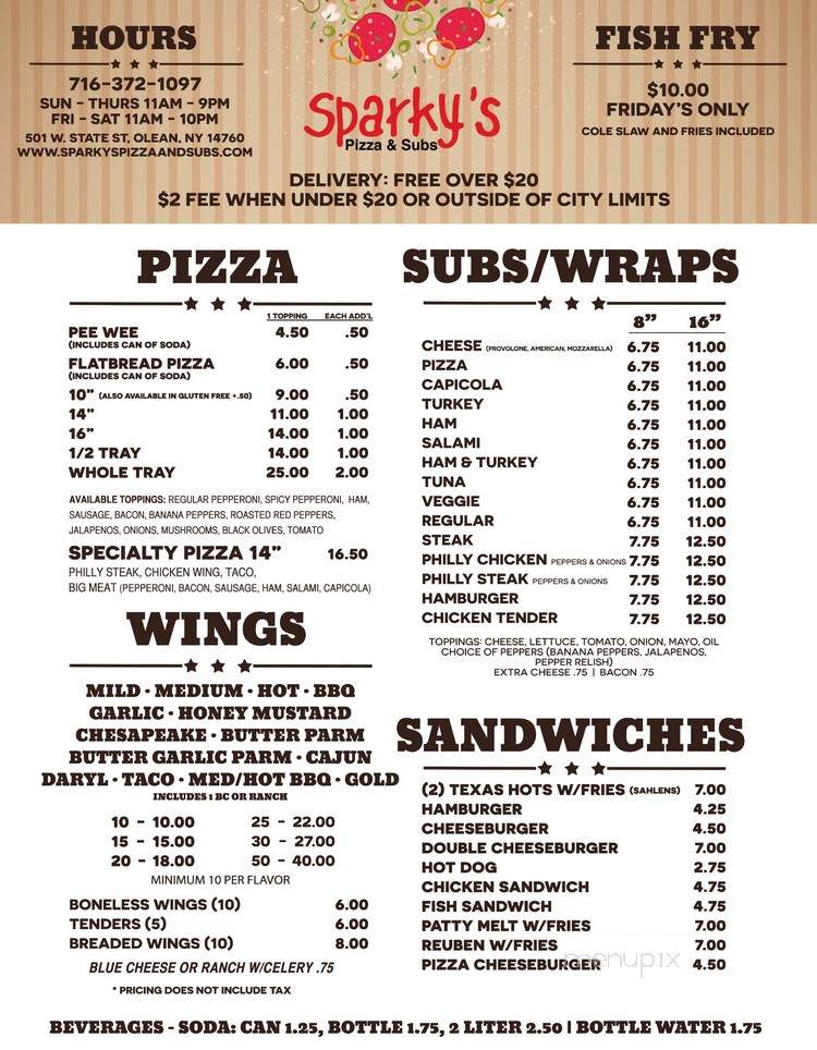 Sparky's Pizza and Subs - Olean, NY