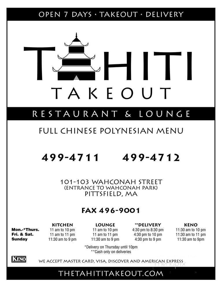 Tahiti Restaurant & Lounge - Pittsfield, MA