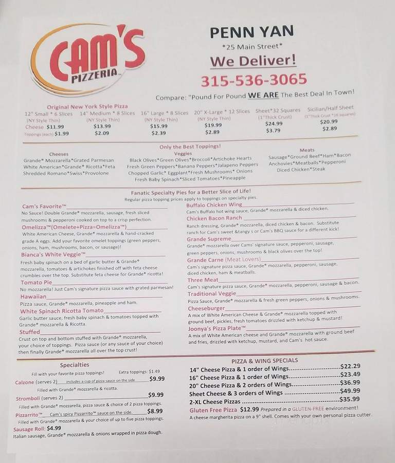 Cam's New York Pizzeria - Penn Yan, NY