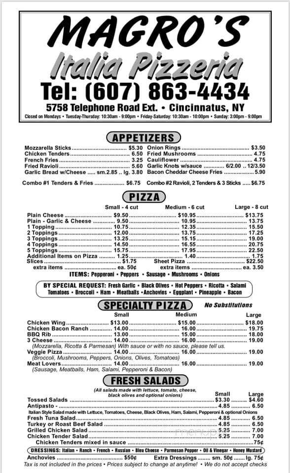 Magro's Italia Pizzeria - Cincinnatus, NY