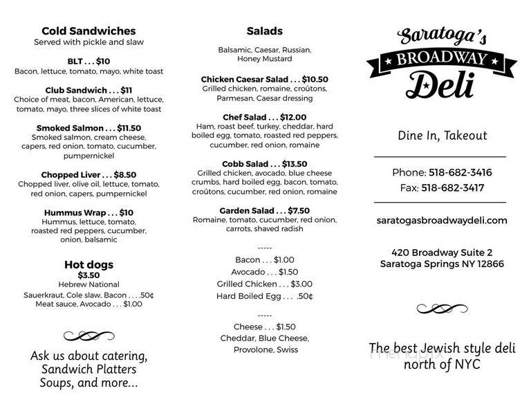 Saratoga's Broadway Deli - Saratoga Springs, NY