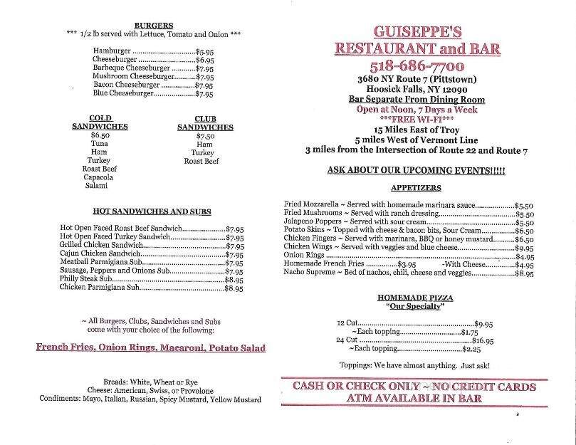 Guiseppe's Restaurant - Hoosick Falls, NY