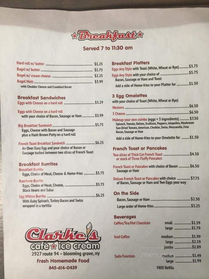 Clarke's Cafe & Ice Cream - Blooming Grove, NY