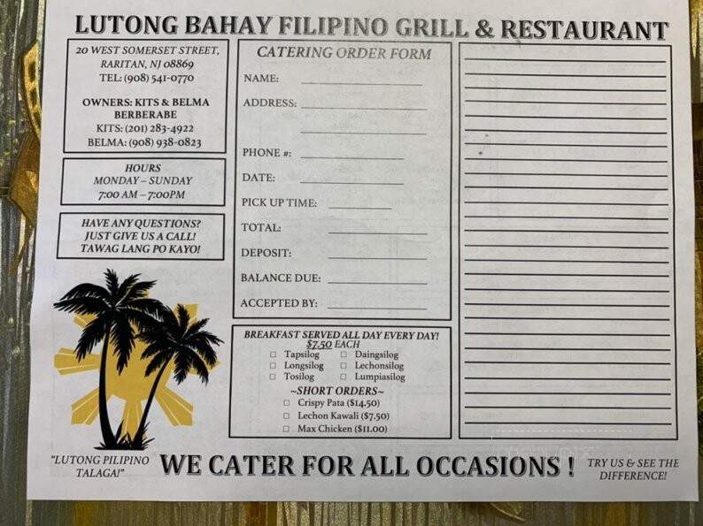 Lutong-Bahay Filipno Fast Food - Raritan, NJ