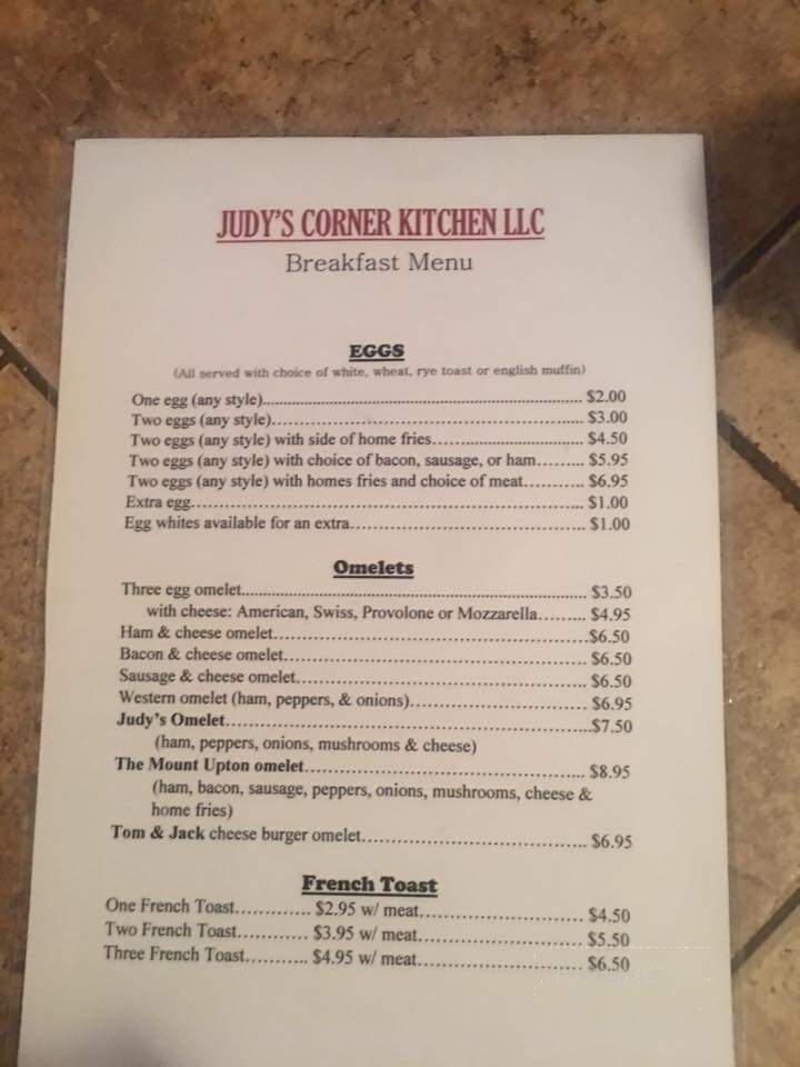 Judy's Corner Kitchen - Mount Upton, NY