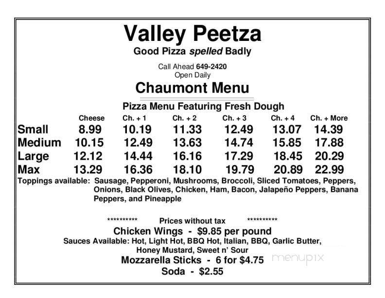 Valley Peetza - Chaumont, NY