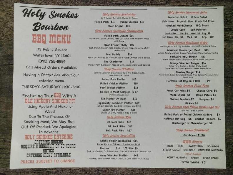 Holy Smokes Bourbon and BBQ - Watertown, NY