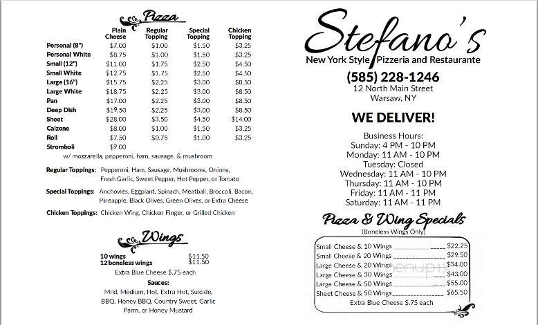 Stefano's Pizzeria - Warsaw, NY