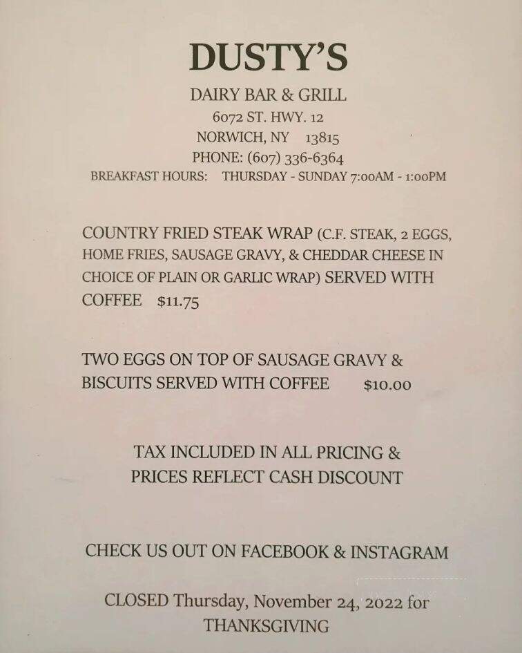 Dusty's Dairy Bar & Grill - Norwich, NY