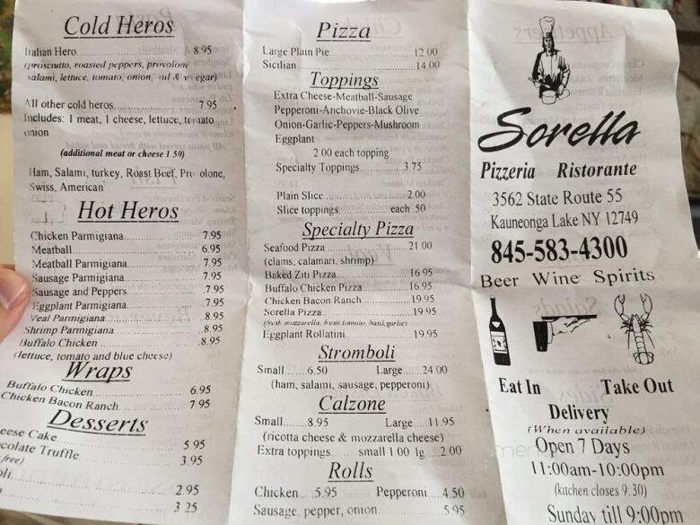 Sorella Pizzeria and Restaurant - Kauneonga Lake, NY