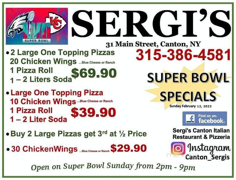 Sergi's Canton Italian Restaurant Pizzeria - Canton, NY