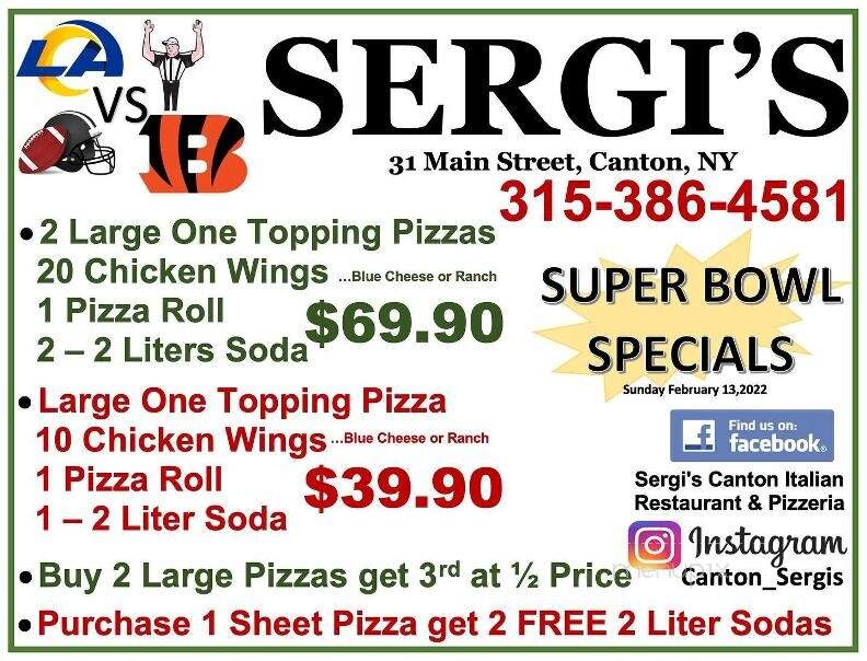 Sergi's Canton Italian Restaurant Pizzeria - Canton, NY