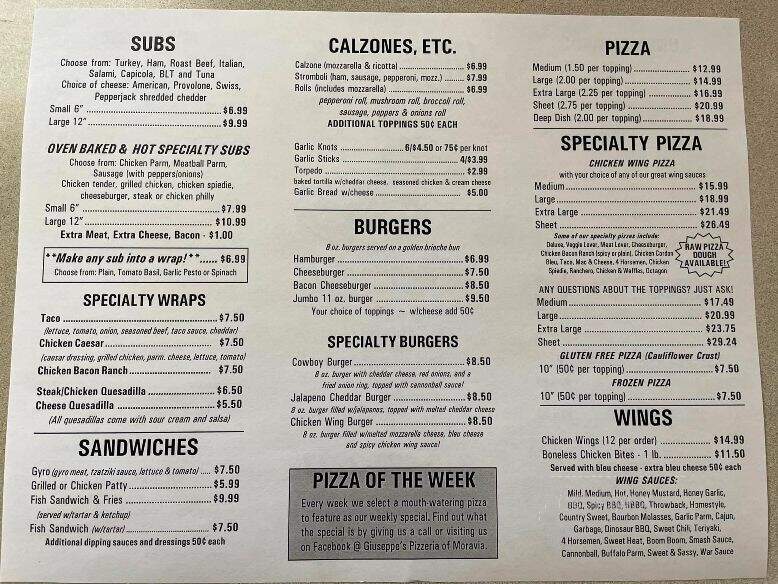 Giuseppe's Pizzeria - Moravia, NY