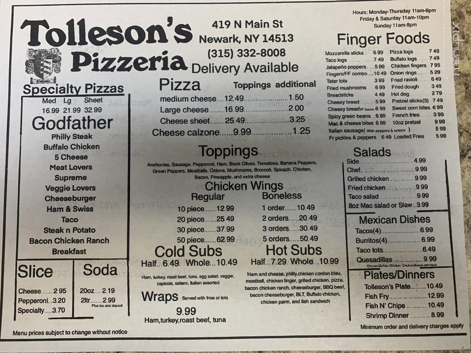 Tolleson's Pizzeria - Newark, NY