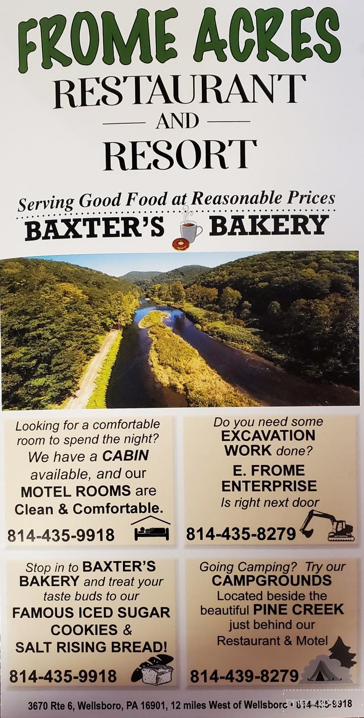 Frome Acres Resort and Baxters Bakery - Wellsboro, PA