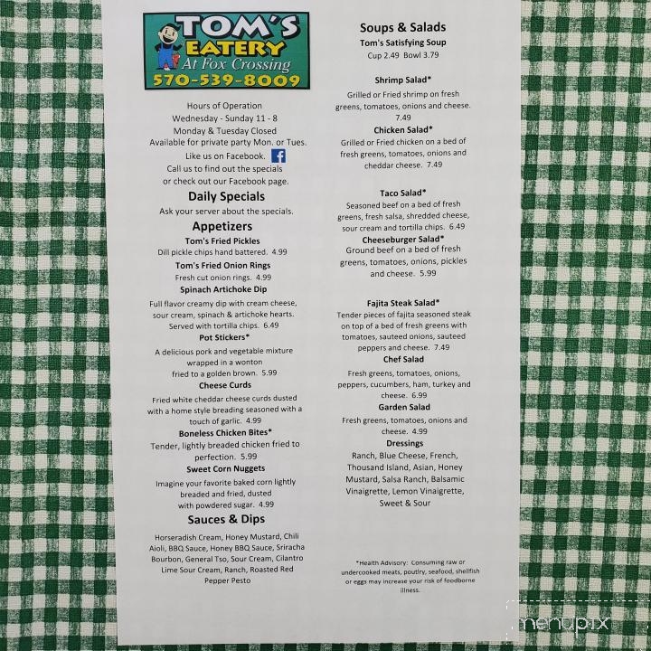 Tom's Eatery at Fox Crossing - Mount Pleasant Mills, PA