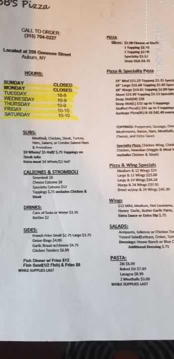 BB'S Pizza - Auburn, NY