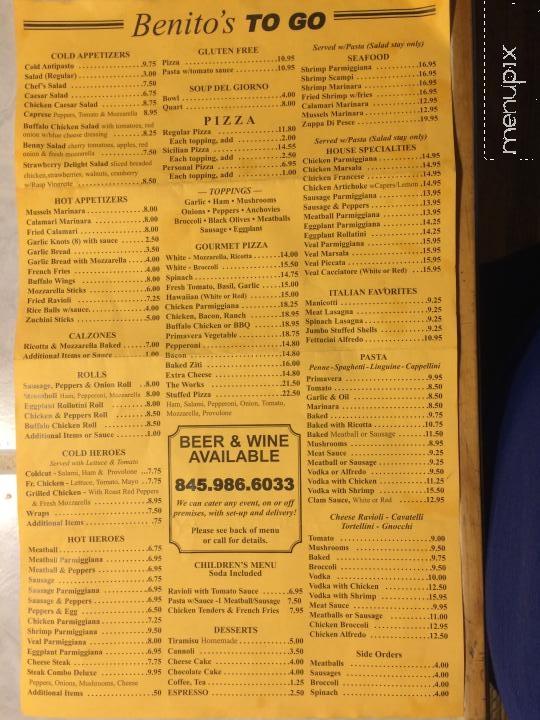 Benitos Pizzeria & Restaurant - Warwick, NY